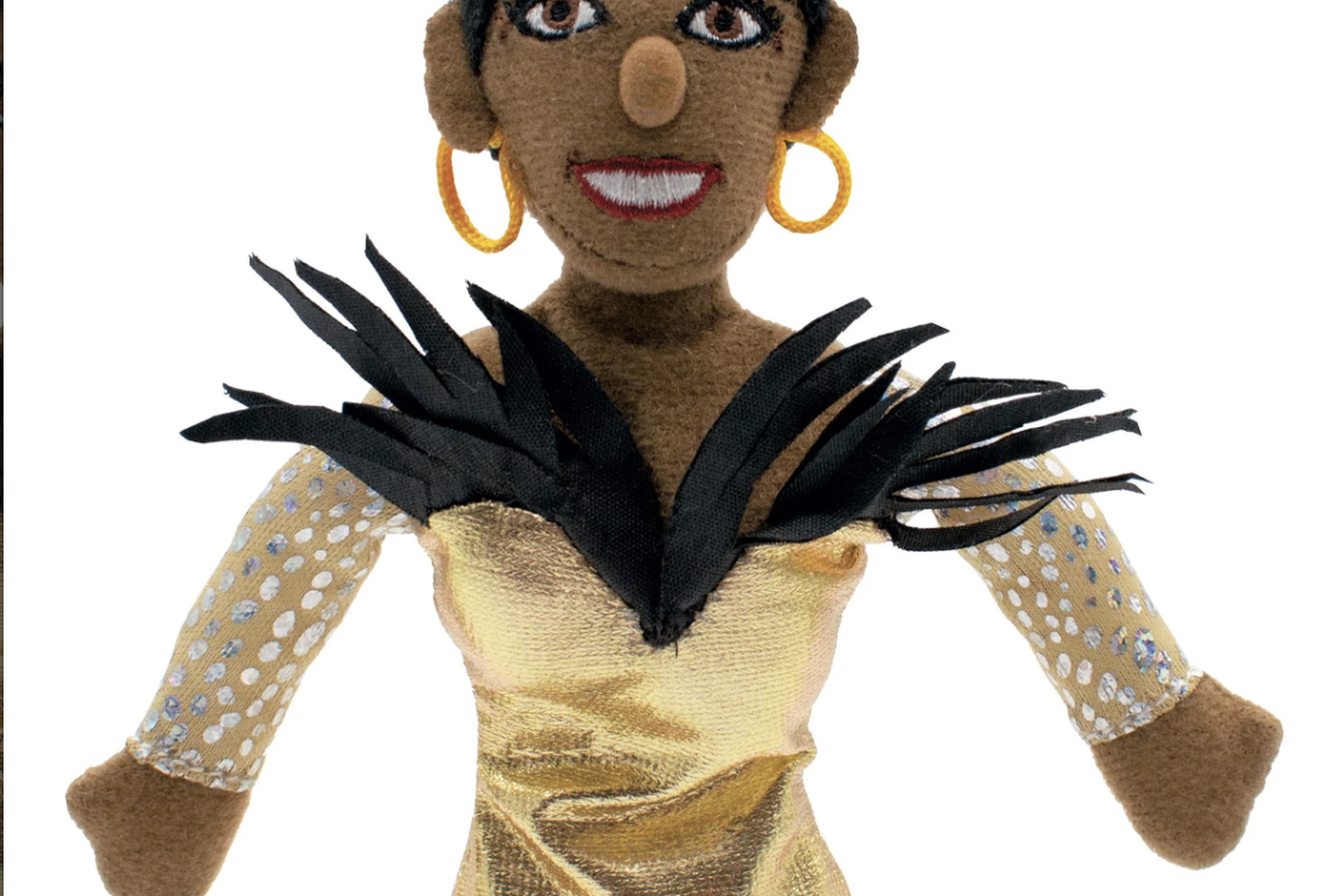 Finger puppet in the image of Josephine Baker.